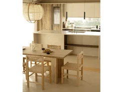 Mesa de comedor de madera maciza de abeto rectangular Decowood en tono roble oscuro de 160x75cm en tono roble oscuro - KYOTO - DECOWOOD