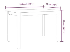 Mesa de comedor de madera maciza de caucho blanca 114x71x75 cm