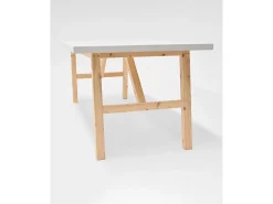Mesa de comedor de madera maciza de abeto rectangular Decowood en tono blanco de 160x75cm - SIEP - DECOWOOD