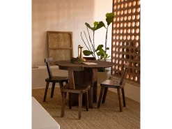 Mesa de comedor de madera de abeto maciza redonda Decowood en tono nogal de Ø110x75cm - TOKYO - DECOWOOD
