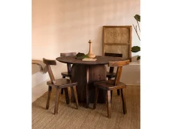 Mesa de comedor de madera de abeto maciza redonda Decowood en tono nogal de Ø110x75cm - TOKYO - DECOWOOD