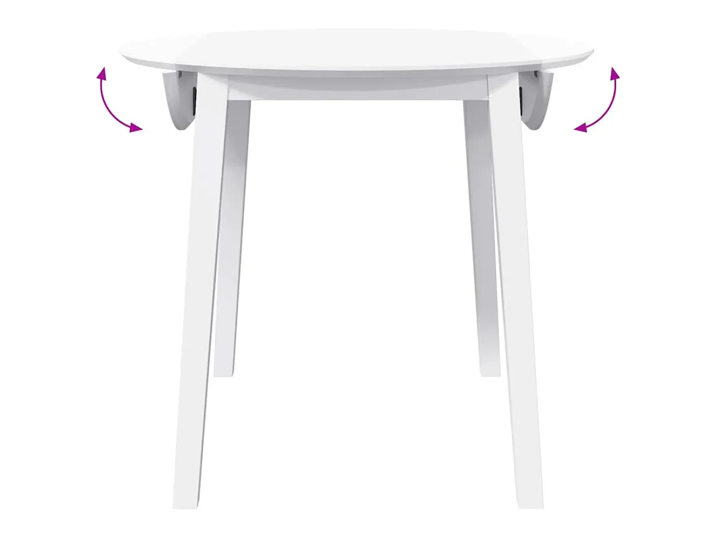 Mesa de comedor de madera maciza de caucho blanco