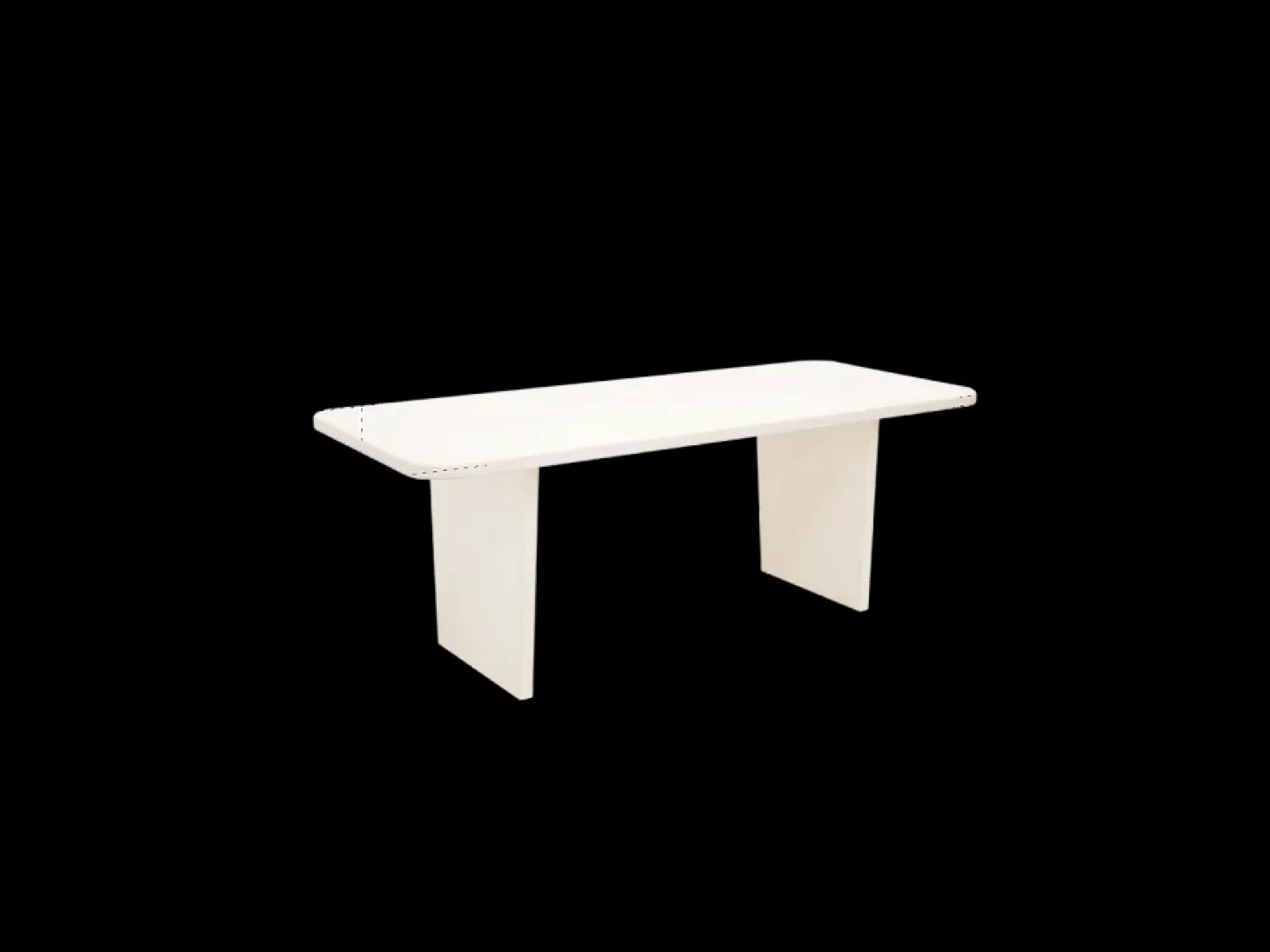Mesa de comedor de madera de abeto maciza en microcemento rectangular Decowood de 200x75cm en tono blanco roto y patas tono roble oscuro - BIMBA - DECOWOOD