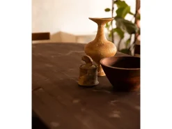 Mesa de comedor de madera de abeto maciza ovalada Decowood en tono nogal de 160x75,2cm - BLOOM - DECOWOOD