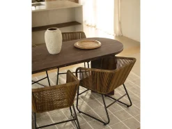 Mesa de comedor de madera maciza de abeto ovalada Decowood en tono nogal de 180x75cm en tono nogal - OSAKA - DECOWOOD