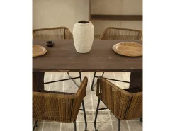 Mesa de comedor de madera maciza de abeto ovalada Decowood en tono nogal de 180x75cm en tono nogal - OSAKA - DECOWOOD