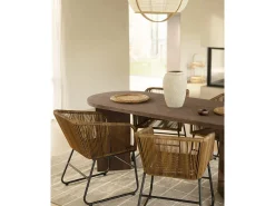 Mesa de comedor de madera maciza de abeto ovalada Decowood en tono nogal de 160x75cm en tono nogal - OSAKA - DECOWOOD