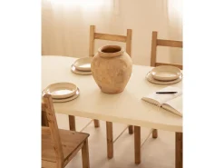 Mesa de comedor de madera maciza de abeto ovalada Decowood en tono blanco en microcemento y patas roble oscuro de 200x78cm - TOKYO - DECOWOOD