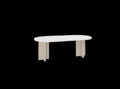 Mesa de comedor de madera maciza de abeto ovalada Decowood en tono blanco en microcemento y patas roble oscuro de 200x78cm - TOKYO - DECOWOOD