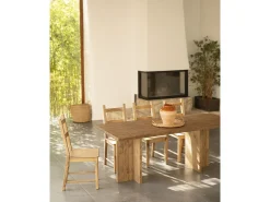 Mesa de comedor de madera maciza en tono roble oscuro 180x75cm - TENA - DECOWOOD
