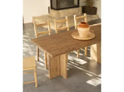 Mesa de comedor de madera maciza en tono roble oscuro 180x75cm - TENA - DECOWOOD