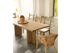 Mesa de comedor de madera maciza en tono roble oscuro 180x75cm - TENA - DECOWOOD