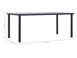Mesa de comedor de MDF negro y gris hormigón 180x90x75 cm