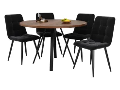 Mesa de comedor de nogal - Mesa de comedor con tablero de MDF y patas de metal negro - decoración estampada