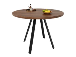 Mesa de comedor de nogal - Mesa de comedor con tablero de MDF y patas de metal negro - decoración estampada