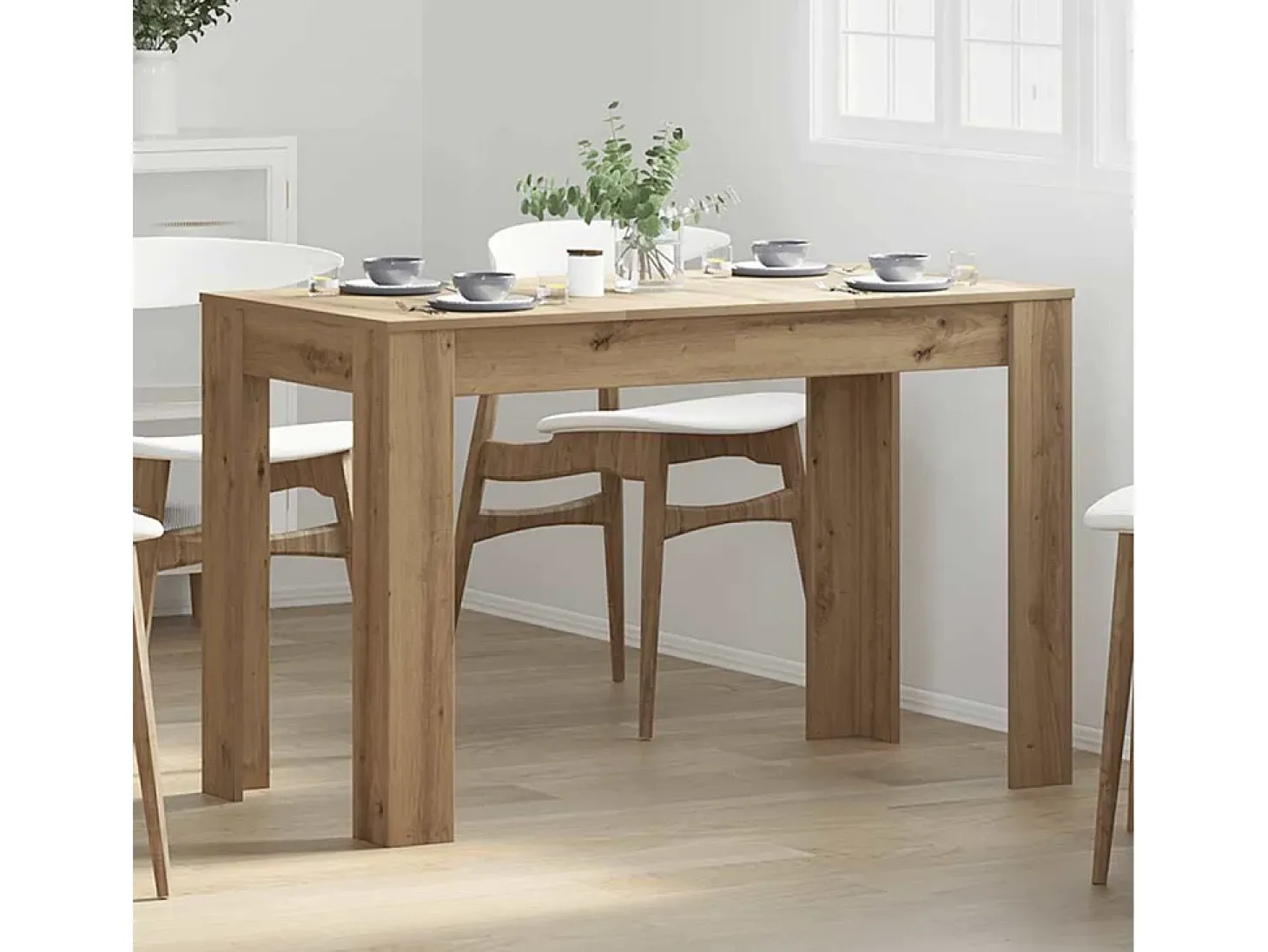 Mesa de comedor de roble artesanal 120x60x76 cm madera de ingeniería
