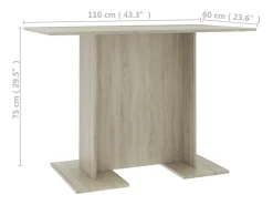 Mesa de comedor de roble Sonoma 110 x 60 x 75 cm Aglomerado