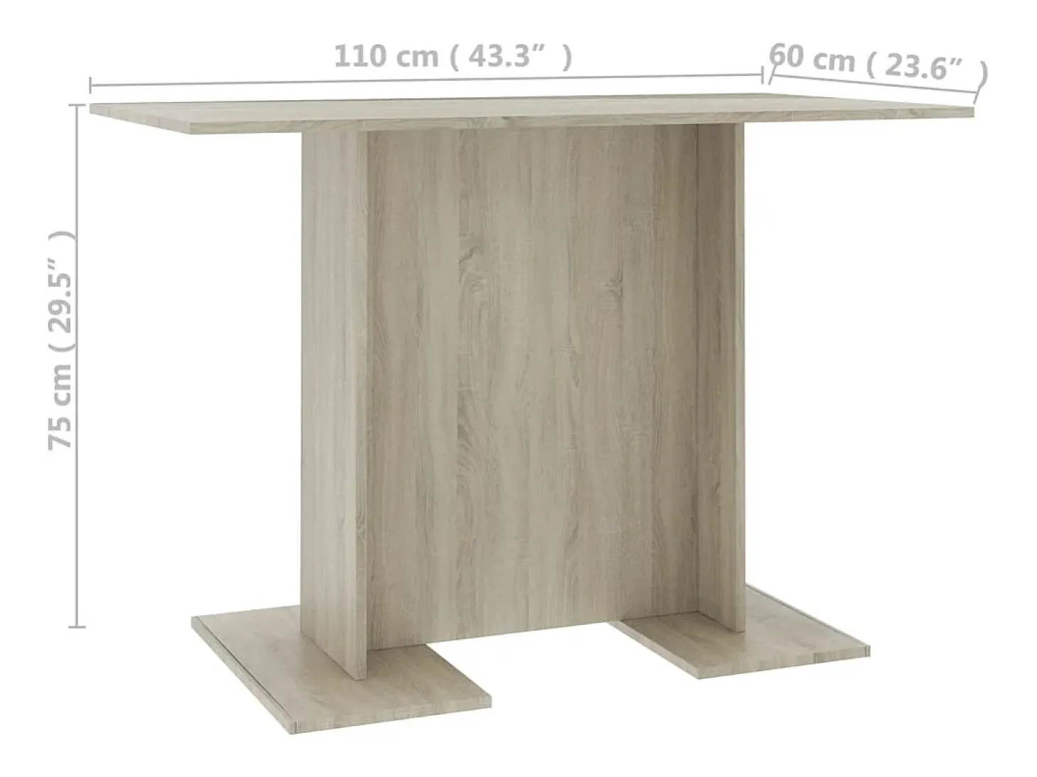 Mesa de comedor de roble Sonoma 110 x 60 x 75 cm Aglomerado