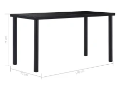 Mesa de comedor de vidrio templado negro 140x70x75 cm ES671300
