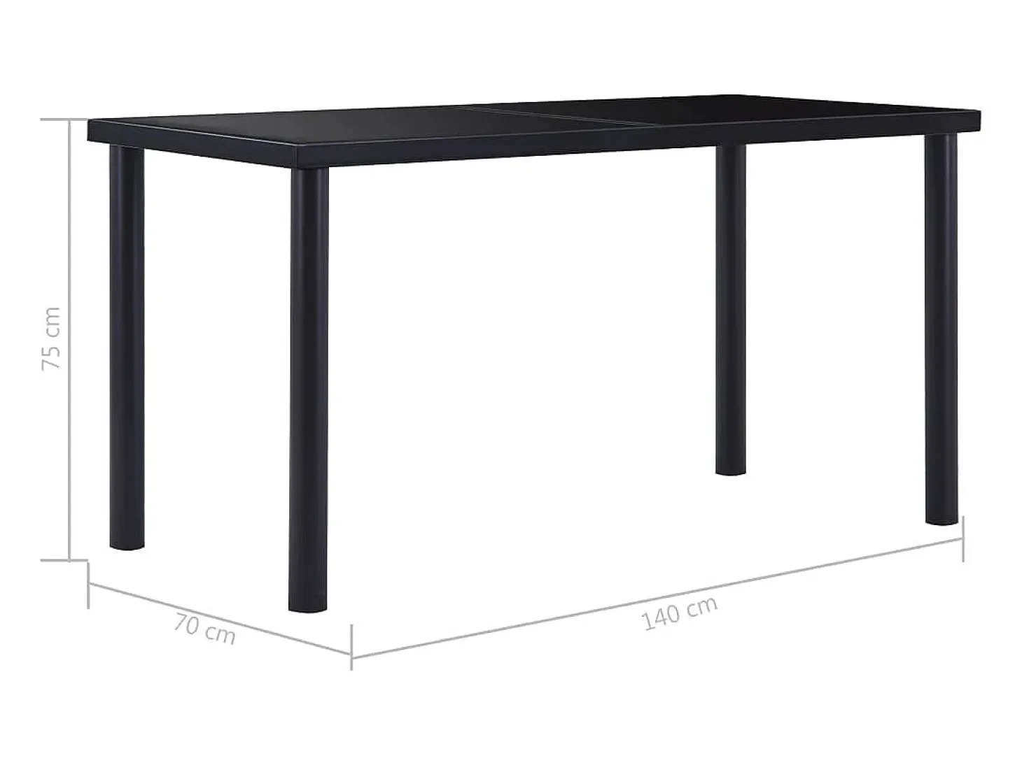 Mesa de comedor de vidrio templado negro 140x70x75 cm ES671300