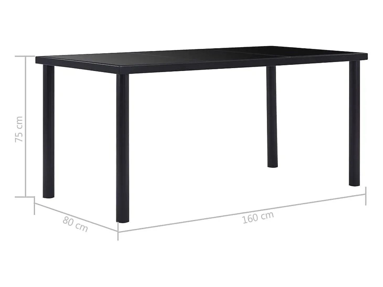 Mesa de comedor de vidrio templado negro 160x80x75 cm