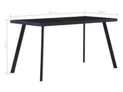 Mesa de comedor de vidrio templado negro 140x70x75 cm ES271207