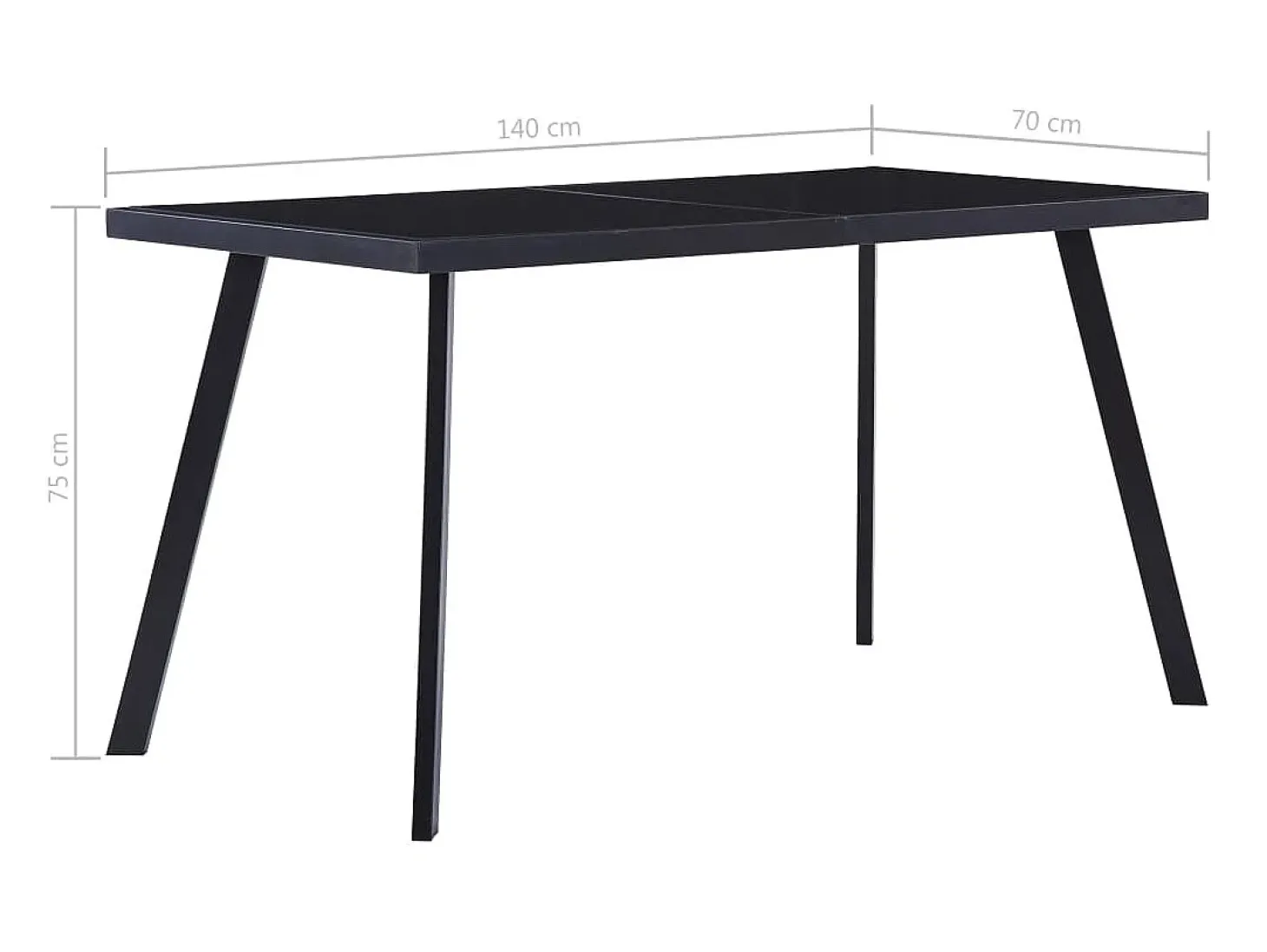 Mesa de comedor de vidrio templado negro 140x70x75 cm ES271207