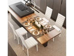 Mesa de Comedor de Vidrio Templado Rectangular para 4 Personas con Estructura y Patas de Metal en Color Blanco 120 x 70 x 75 cm