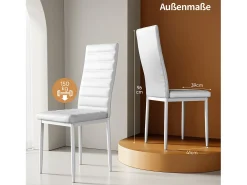 Mesa de Comedor de Vidrio Templado Rectangular para 4 Personas con Estructura y Patas de Metal en Color Blanco 120 x 70 x 75 cm