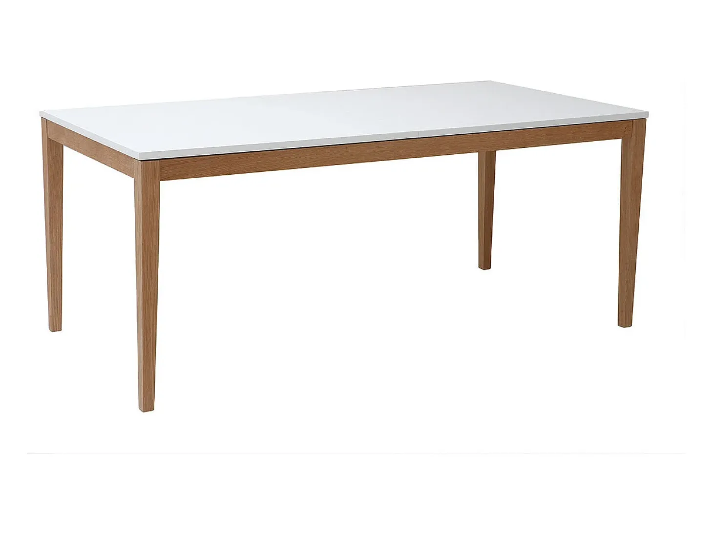 Mesa de comedor diseño extensible blanca patas madera L180-260 DELAH
