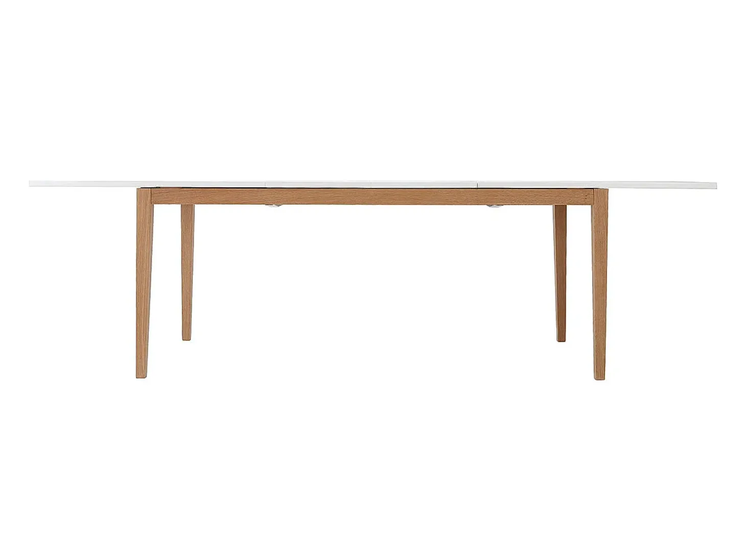 Mesa de comedor diseño extensible blanca patas madera L180-260 DELAH