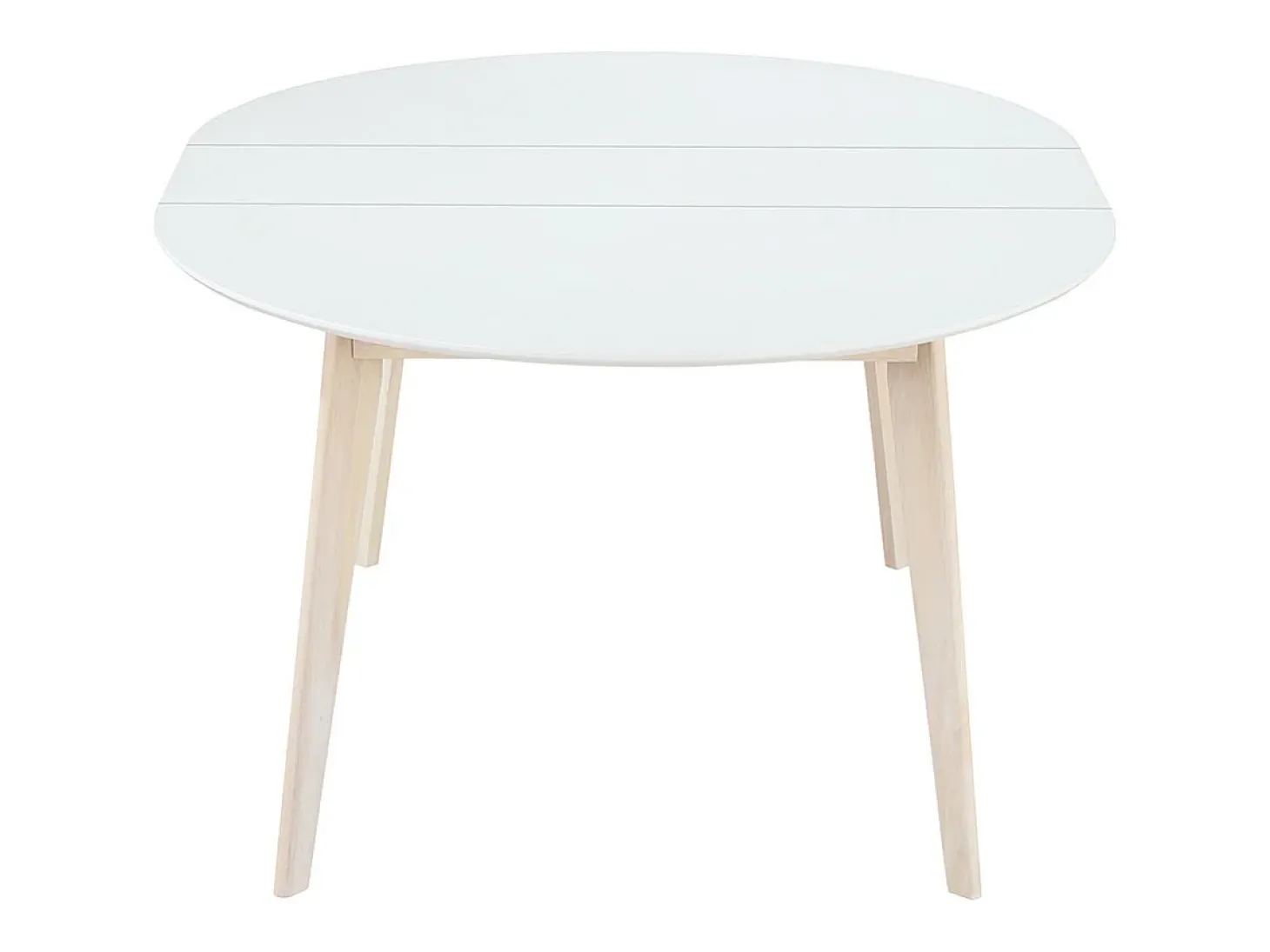 Mesa de comedor diseño redonda extensible blanca y madera L120-150 LEENA
