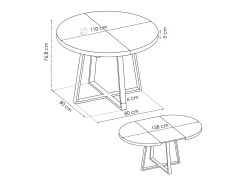 Mesa de comedor Duna redonda extensible nordic/negro Ø110-158x77 cm