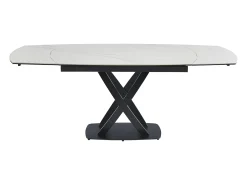 Mesa de comedor en cerámica y vidrio templado - Efecto mármol blanco y negro - LIOMELI