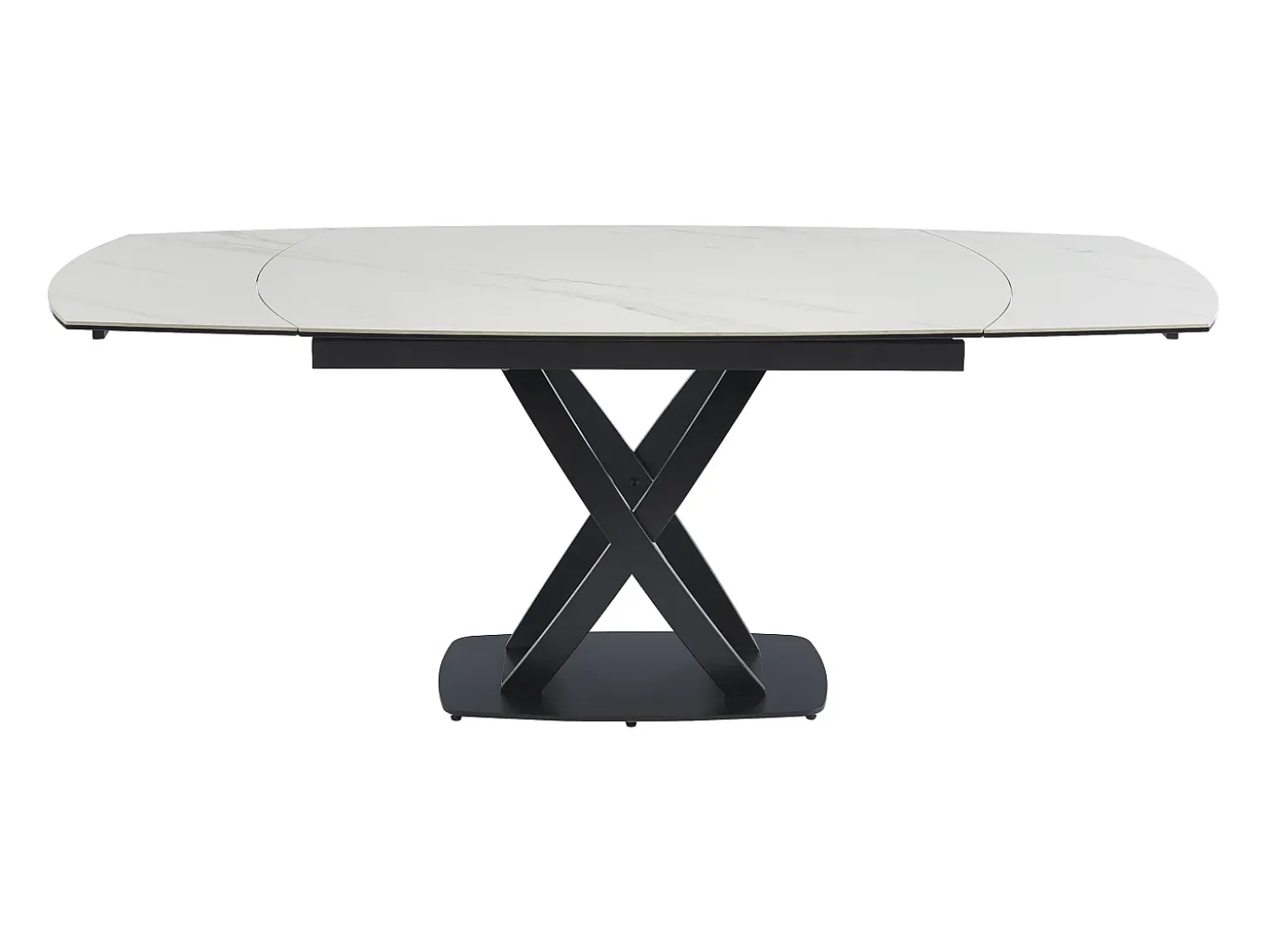 Mesa de comedor en cerámica y vidrio templado - Efecto mármol blanco y negro - LIOMELI