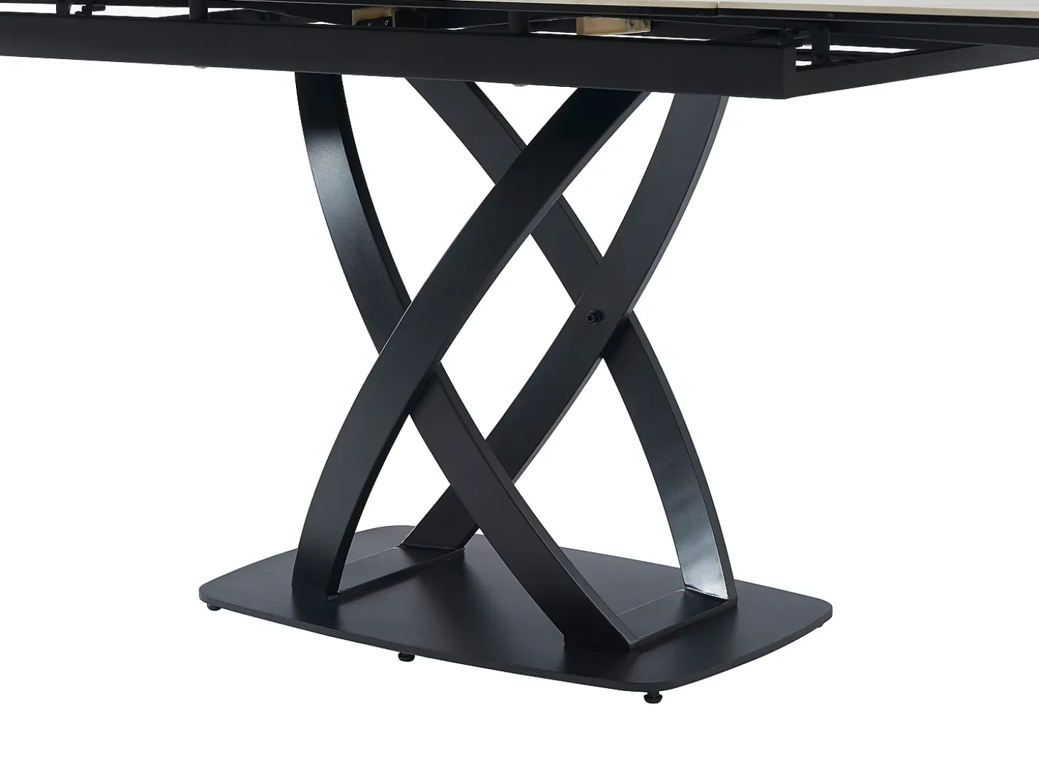 Mesa de comedor en cerámica y vidrio templado - Efecto mármol blanco y negro - LIOMELI