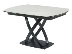 Mesa de comedor en cerámica y vidrio templado - Efecto mármol blanco y negro - LIOMELI
