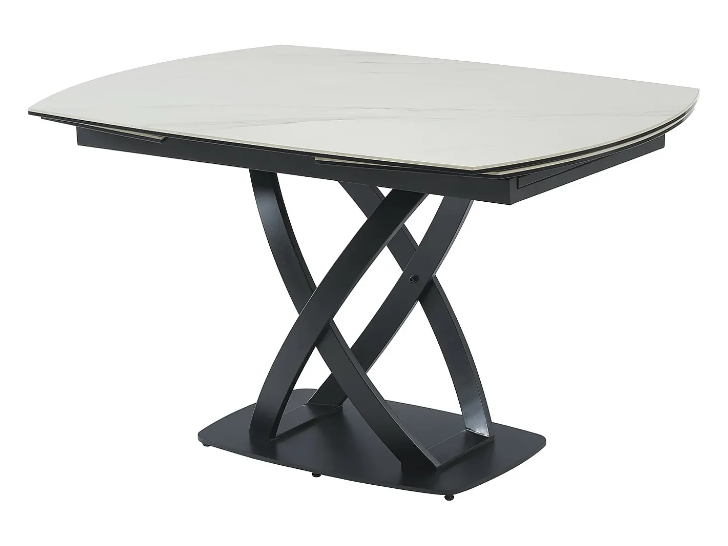 Mesa de comedor en cerámica y vidrio templado - Efecto mármol blanco y negro - LIOMELI