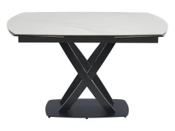 Mesa de comedor en cerámica y vidrio templado - Efecto mármol blanco y negro - LIOMELI