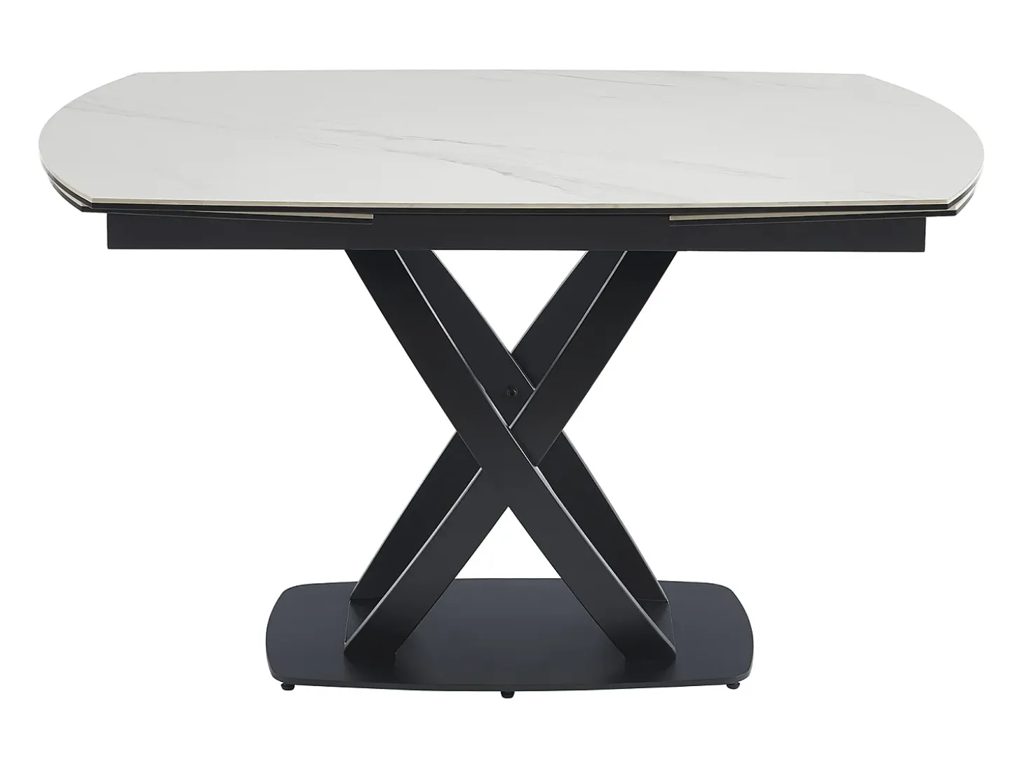 Mesa de comedor en cerámica y vidrio templado - Efecto mármol blanco y negro - LIOMELI