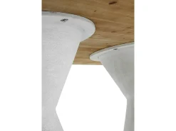 Mesa de comedor en madera de abeto y base de poliresina blanca
