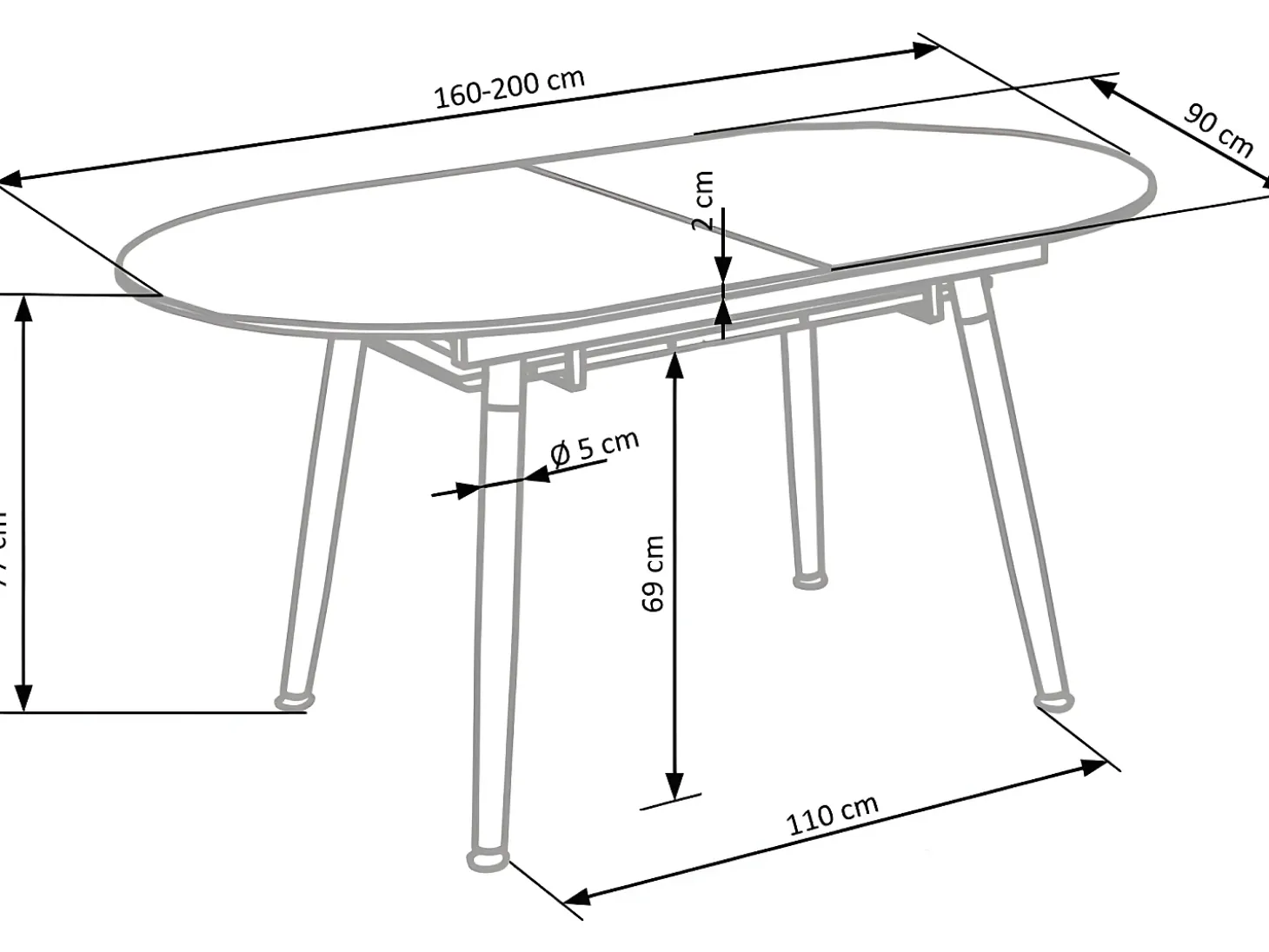 Mesa de comedor escandinava con extensión 160-200cm x 90cm Harry