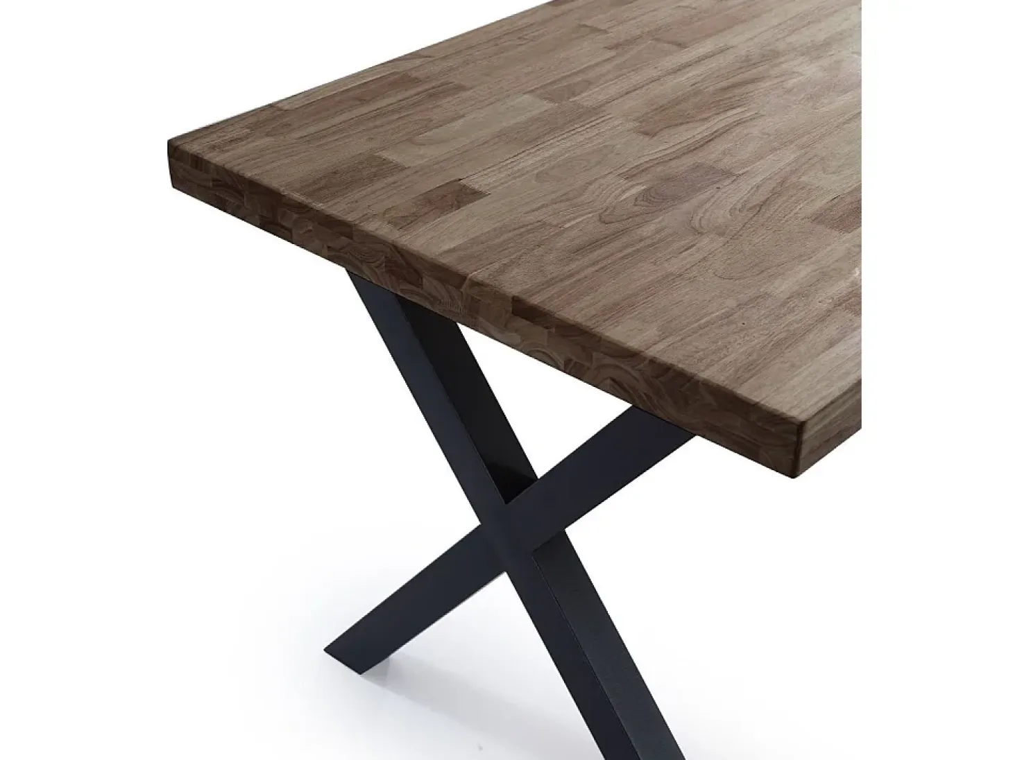 Mesa de comedor estilo industrial de 140x80x76 cm de madera y patas negras en 'X' Darek
