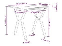 Mesa de comedor estructura en Y 90x90x75 cm madera maciza de pino acero