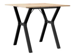 Mesa de comedor estructura en Y 90x90x75 cm madera maciza de pino acero