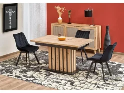 Mesa de comedor extensible roble y negro 130cm Celso