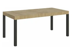 Mesa de comedor extensible Karry-Color Gris cemento-Soporte 2 pies-Ancho extensible