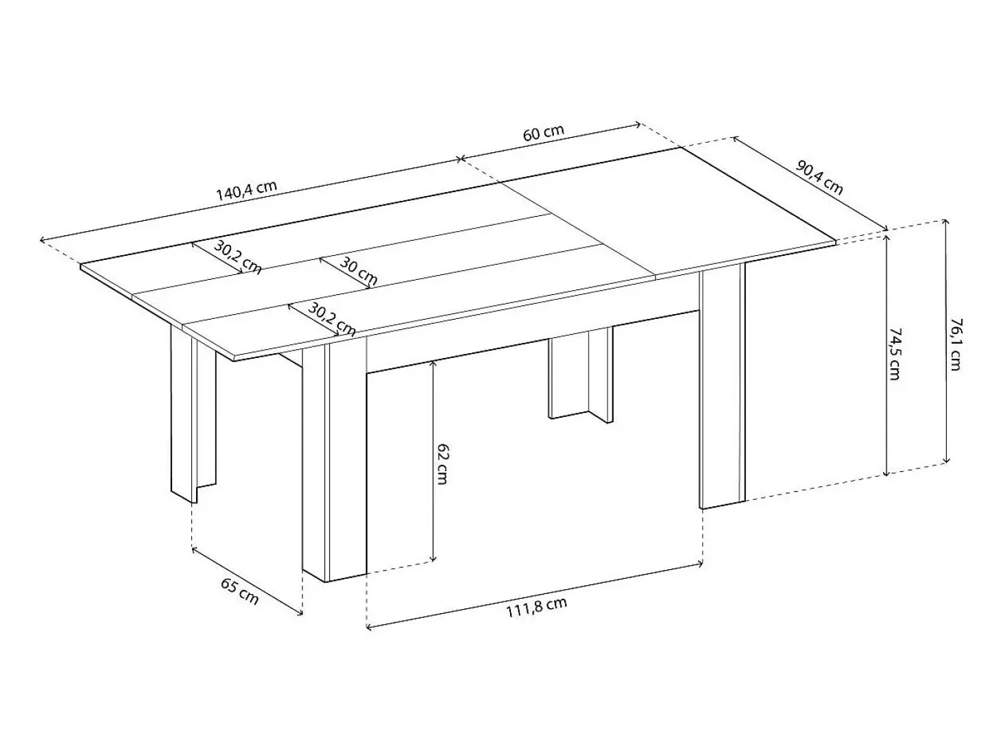 Mesa de comedor extensible Kana Roble Nude