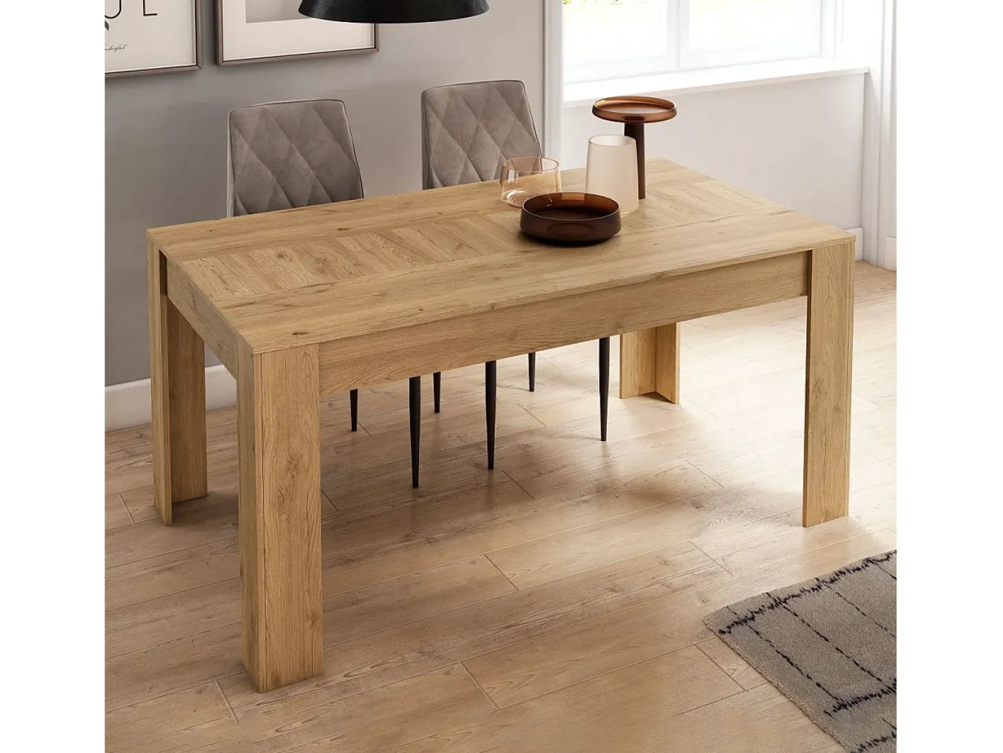 Mesa de comedor extensible Kana Roble Nude