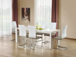 Mesa de comedor extensible Mike lacada en blanco - 130cm / 210cm
